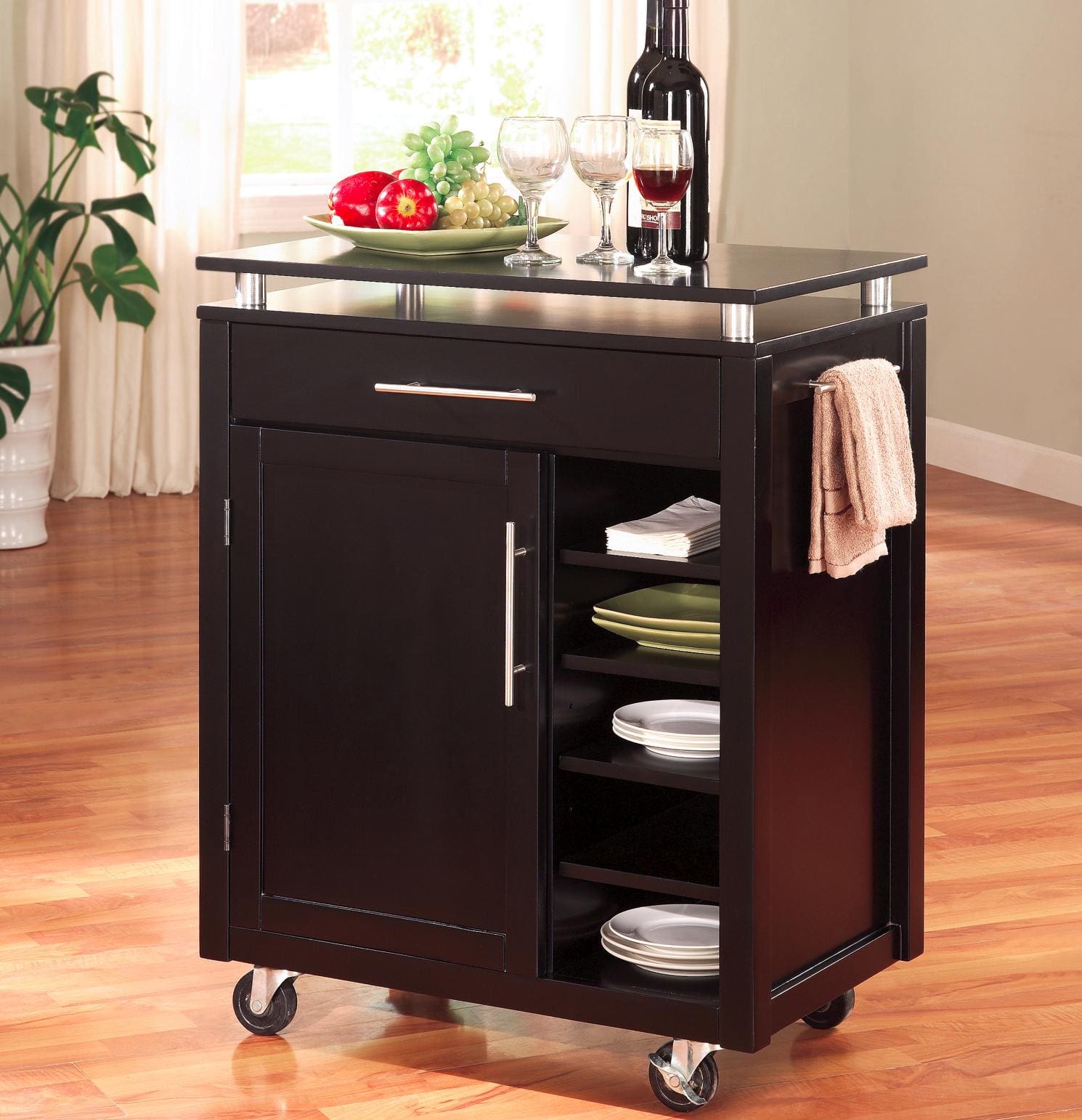 Coaster 910012 Kitchen Carts 1 Drawer Compact Cart With 6 Coaster 910012 Kitchen Carts 1 Drawer Compact Cart With 6 Shelves Casters Black Priceco Furniture