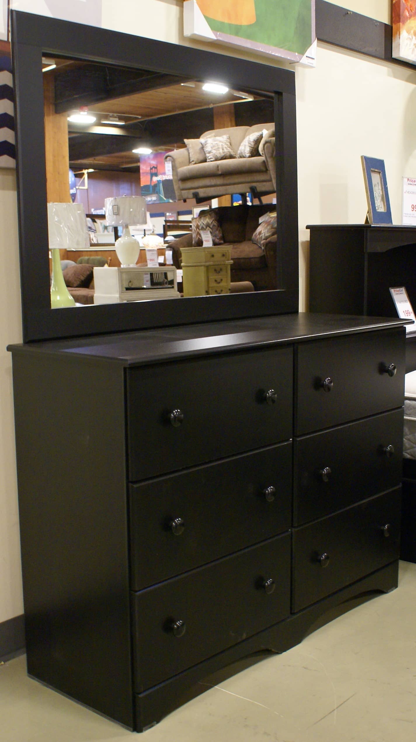 Perdue 5446c 5020c Black Dresser With Mirror Priceco Furniture Store