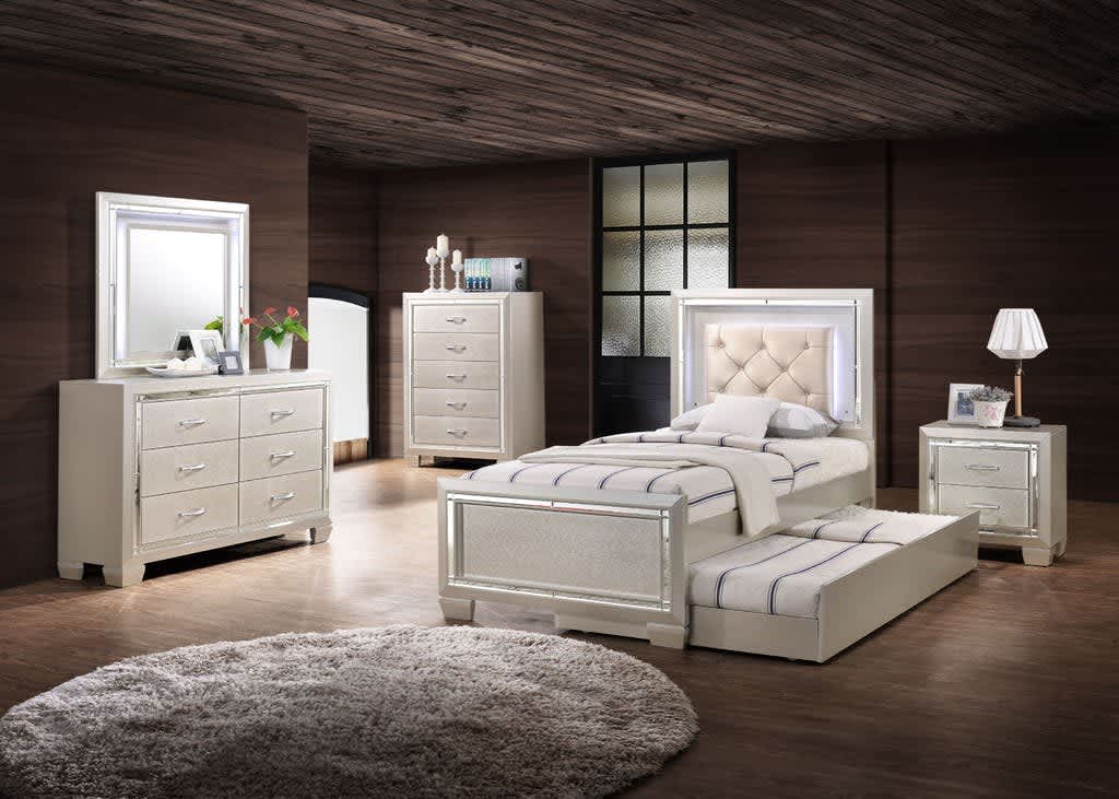 Elements Lt111t Platinum Youth Twin Bed With Led Light Priceco Furniture Store